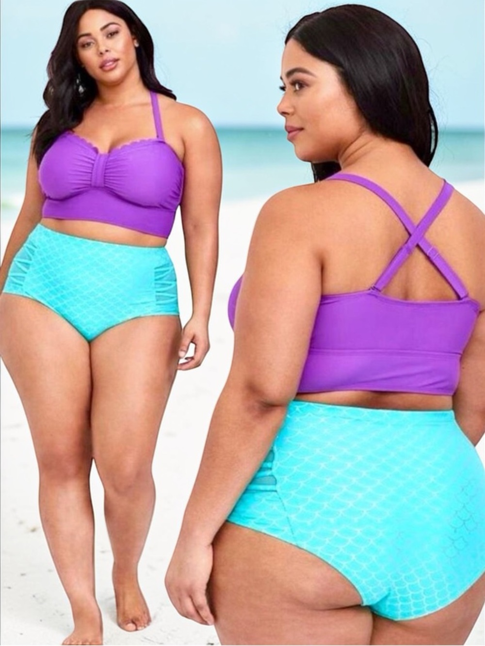 Torrid Disney The Little Mermaid Ariel Purple Wireless Bikini Top & Swim Bottom - Picture 3 of 14